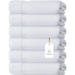 Luxury White Hand Towels - Soft Circlet Egyptian Cotton | Highly Absorbent